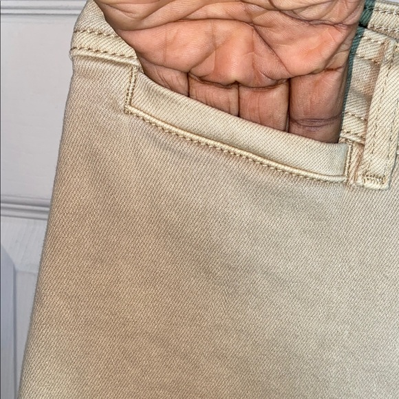 Anthropologie  Maeve Ettie High Rise Beige Flare Wide-Leg Jeans Raw Hem W 29 - Picture 5 of 8